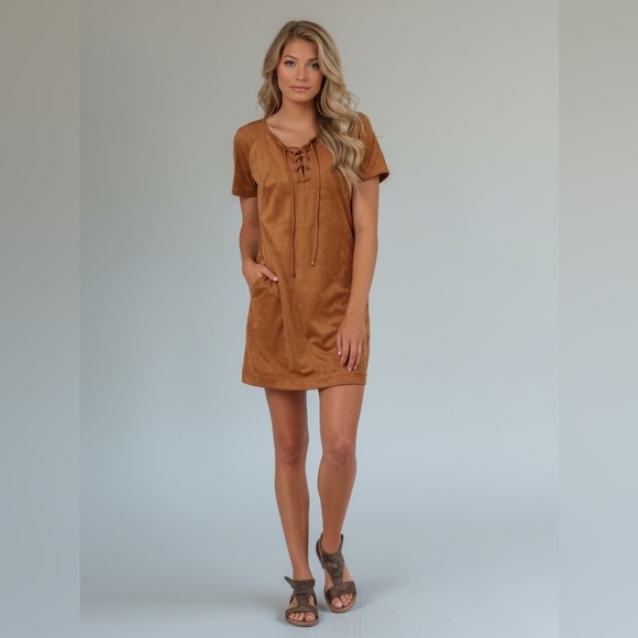 NWT Patrons of peace Western lace up faux suede dress bohemian - Picture 6 of 9